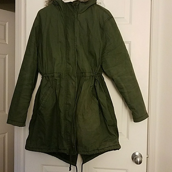 Old Navy Jackets & Blazers - Old Navy Green Jacket with Faux Fur Trim Hood